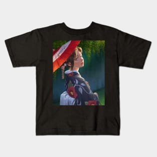 Kimono Girl with Unbrella Kids T-Shirt